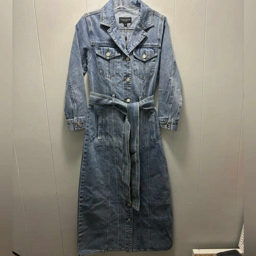 Smoke & Mirrors Los Angeles Denim Jean Maxi Dress Size Small - Picture 10 of 11